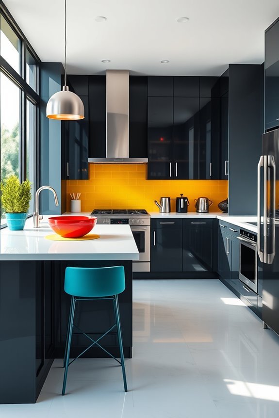 bold colors enhance grey
