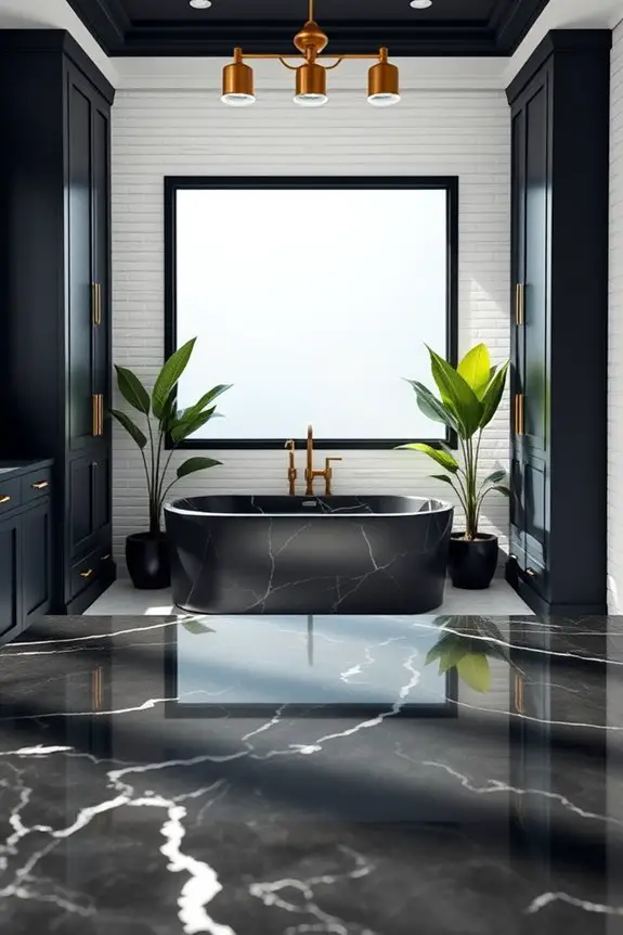 bold colors with black marble