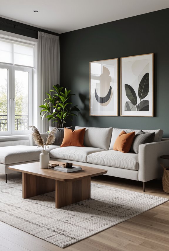 bold contrasting teal accent wall