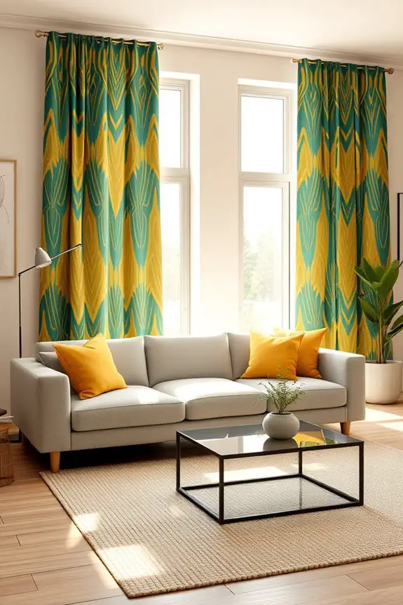 bold curtains enhance decor