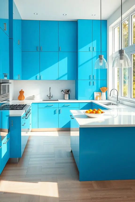 bold cyan kitchen transformation