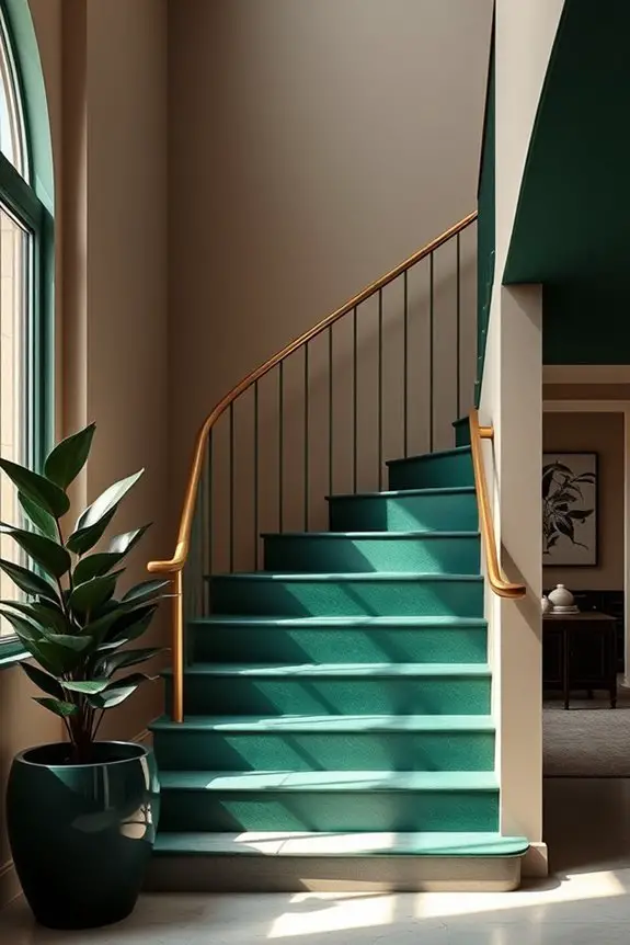 bold dark green accents