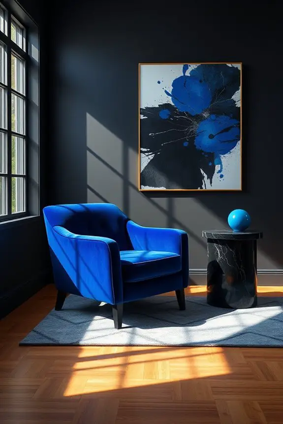 bold deep blue accent chairs