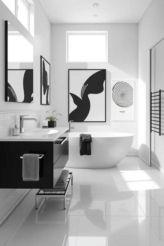 bold eye catching bathroom art