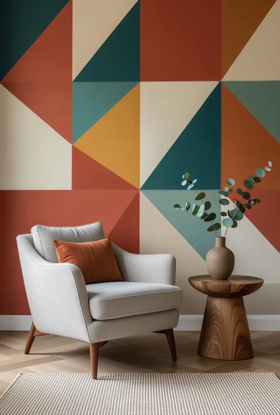 bold geometric accent wall
