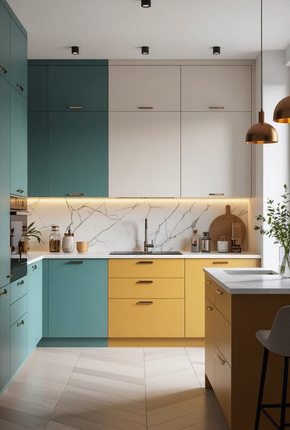 bold geometric cabinet color blocking