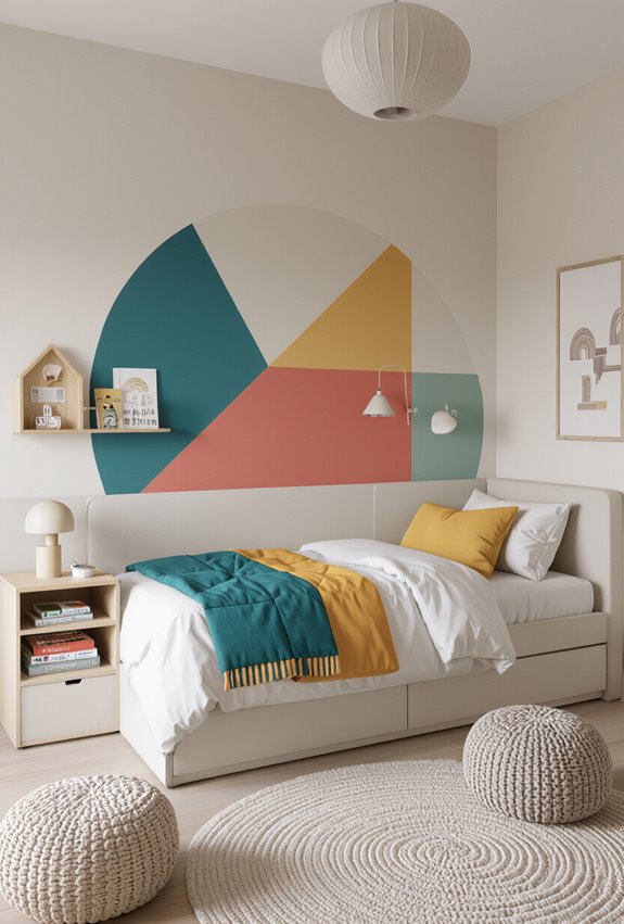 bold geometric color block accents