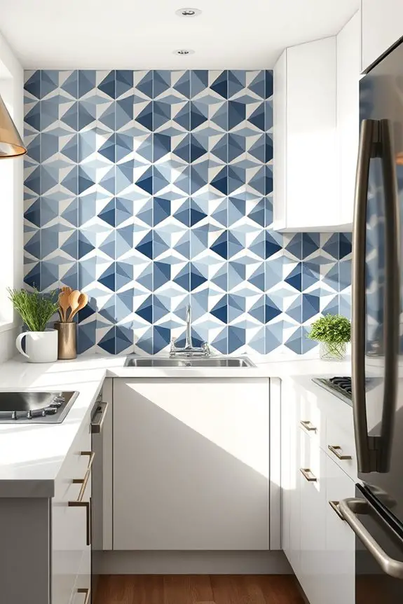 bold geometric kitchen backsplash