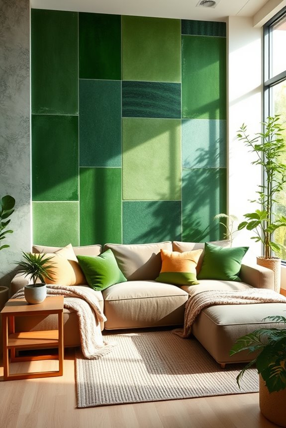 bold green feature wall