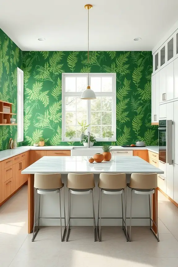 bold green kitchen accents