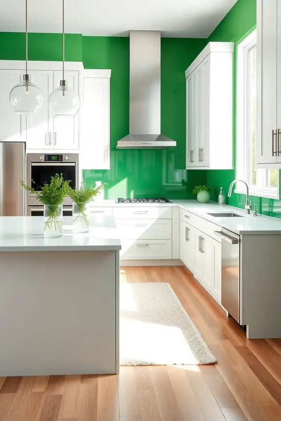 bold green kitchen accents