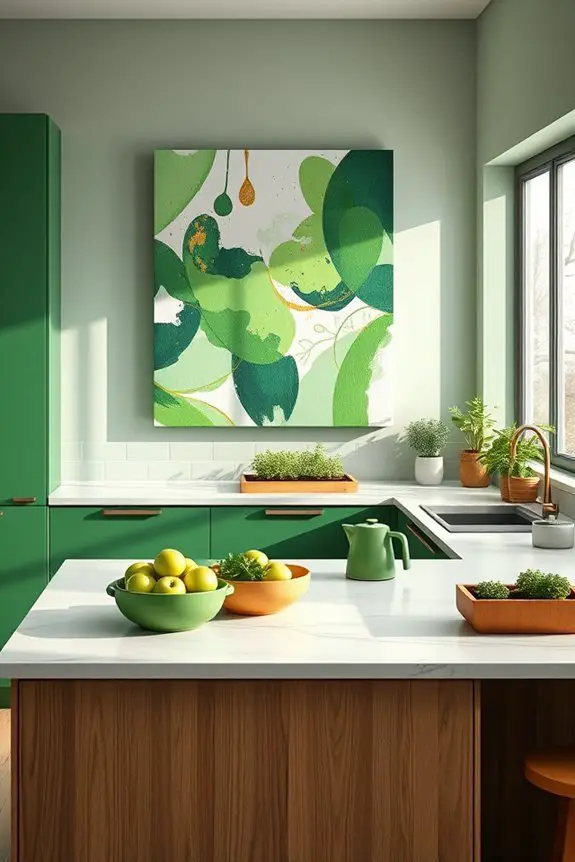 bold green kitchen art