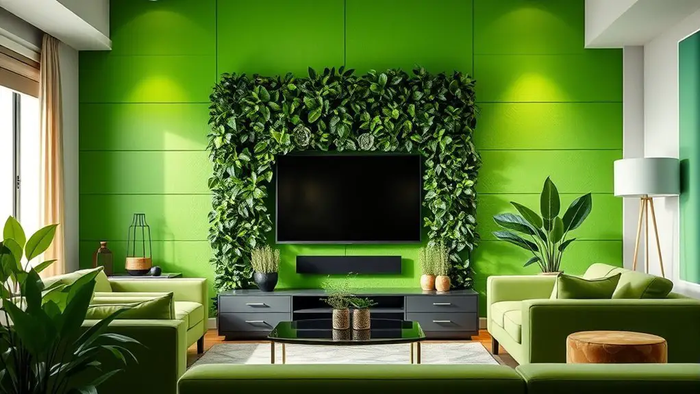 bold green tv wall ideas