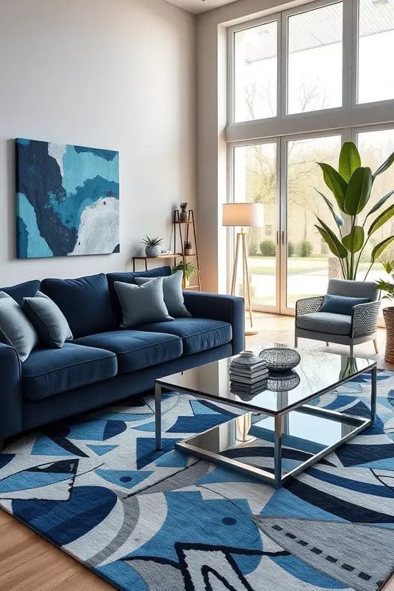 bold grey blue patterns enhance