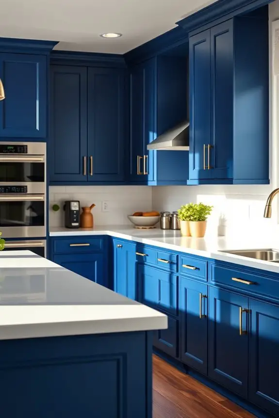 bold indigo kitchen cabinets