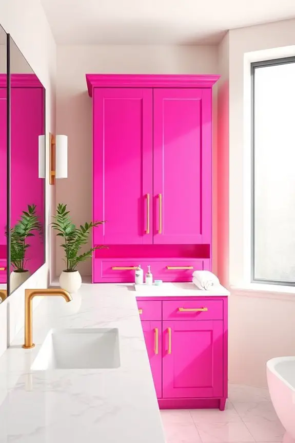 bold magenta bathroom accents