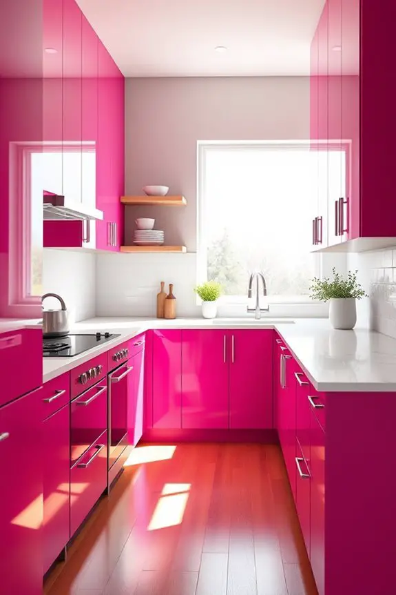 bold magenta kitchen transformation