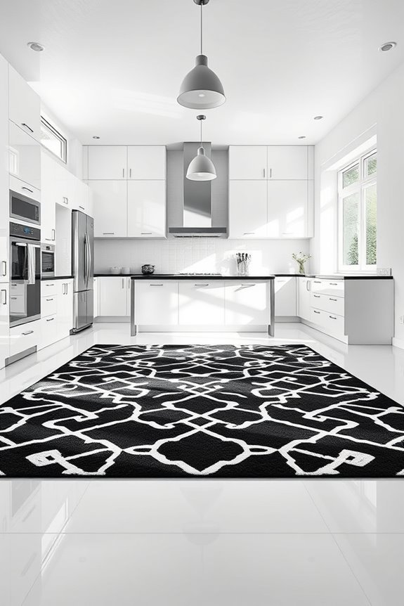 bold monochrome kitchen rugs