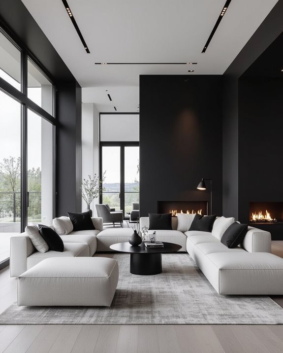 bold monochrome living room