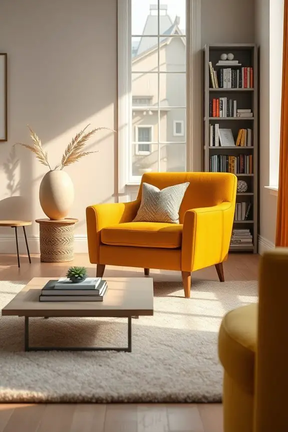 bold mustard yellow accents
