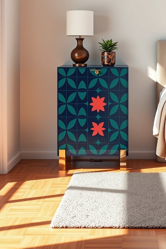 bold patterned bedside cabinets