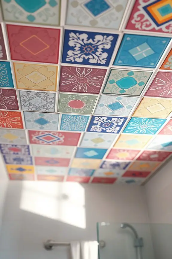 bold patterned ceiling tiles