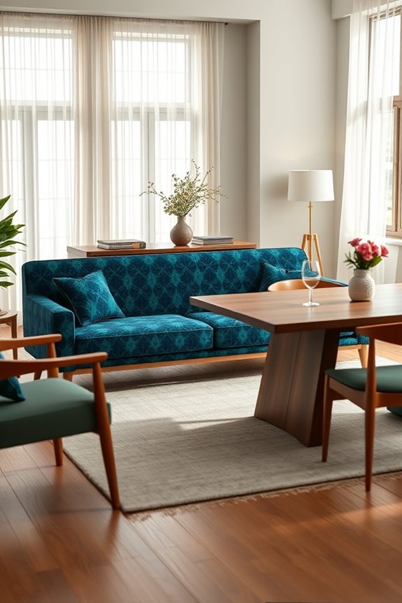 bold patterned dining sofas
