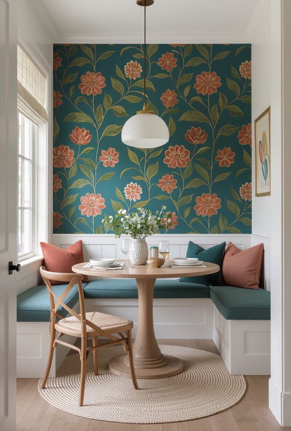 bold patterned dining walls