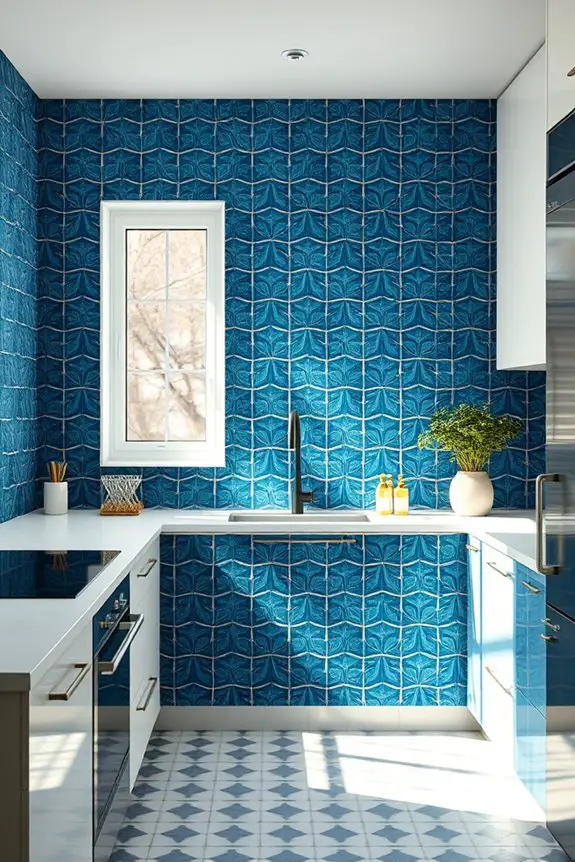 bold petrol blue tiles