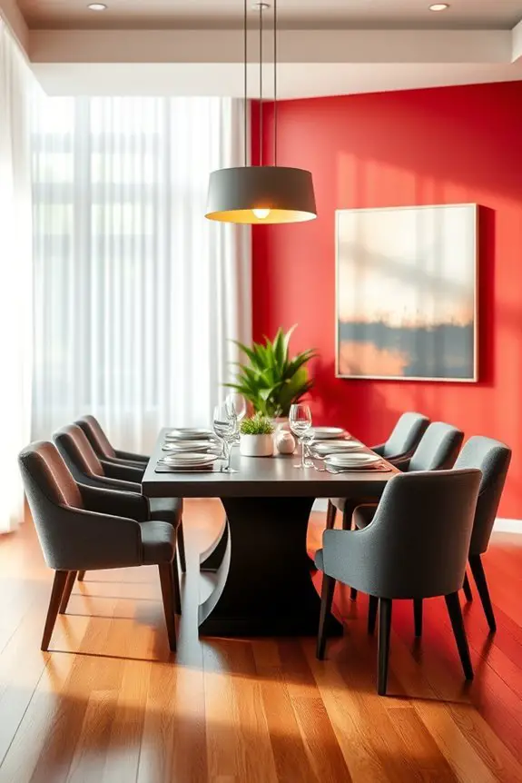 bold red accent wall