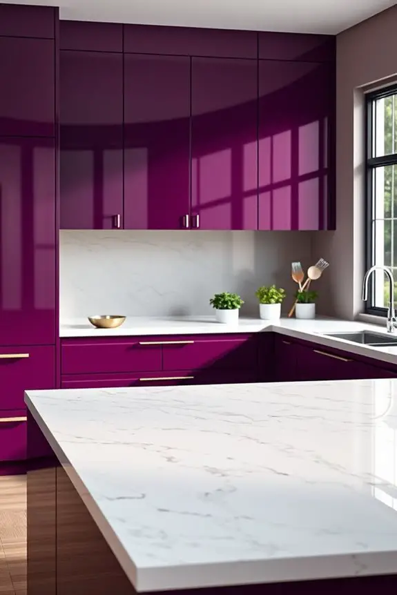 bold sophisticated plum cabinetry