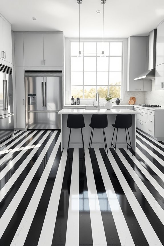 bold striped kitchen elegance