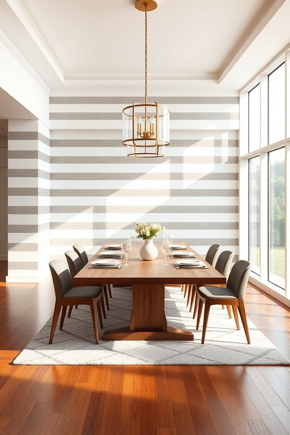 bold stripes enhance dining