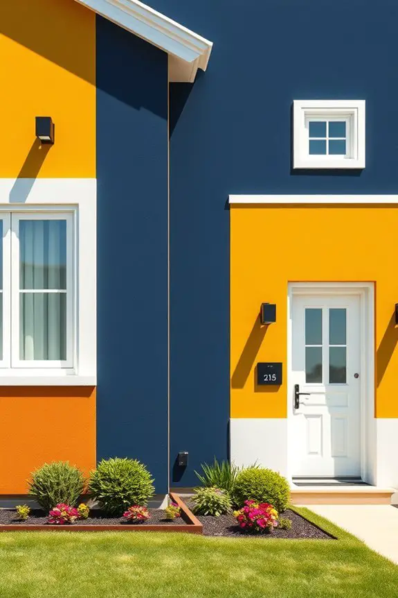 bold vibrant color blocked exteriors