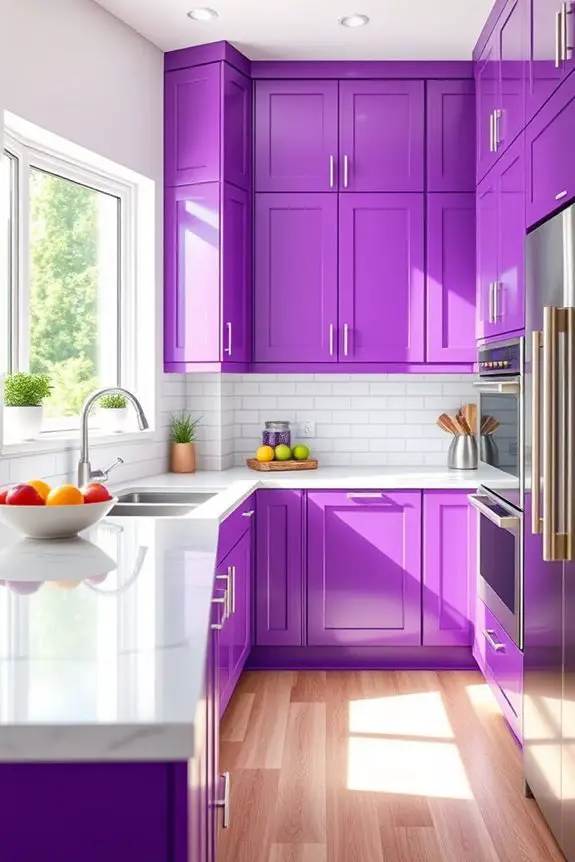 bold vibrant purple cabinetry