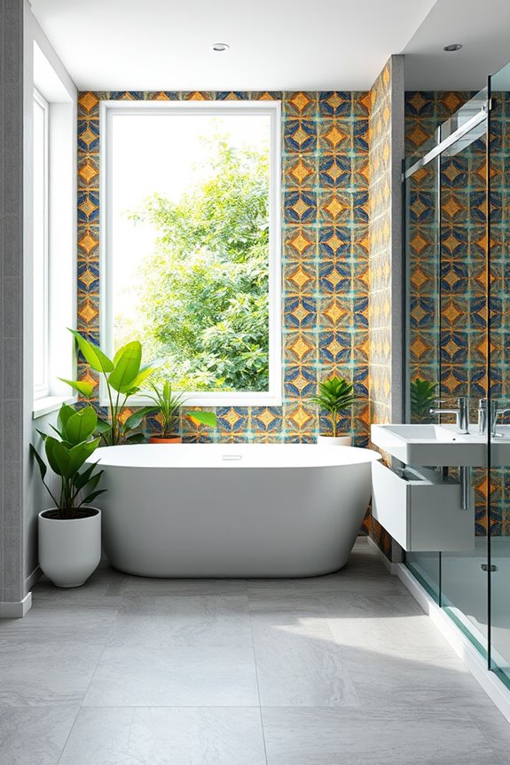 bold wallpaper enhances bathrooms