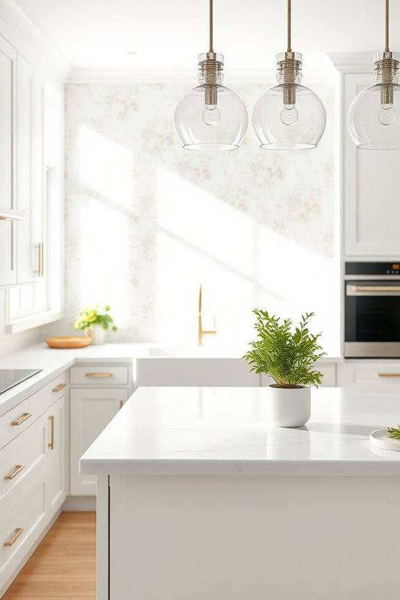 bold wallpaper enhances kitchens