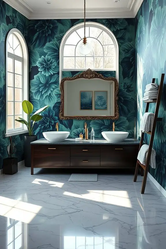 bold wallpaper transforms bathrooms
