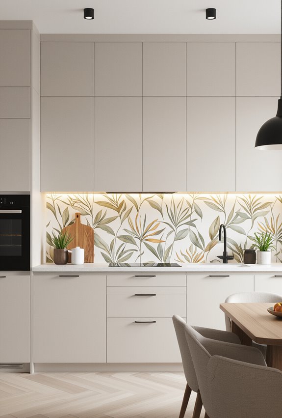 bold wallpapered half wall accent