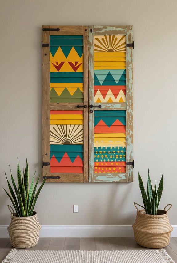 boldly painted upcycled shutter