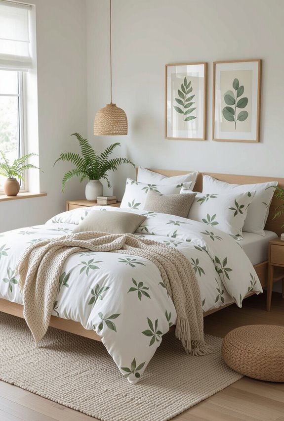 botanical bedding with herbs