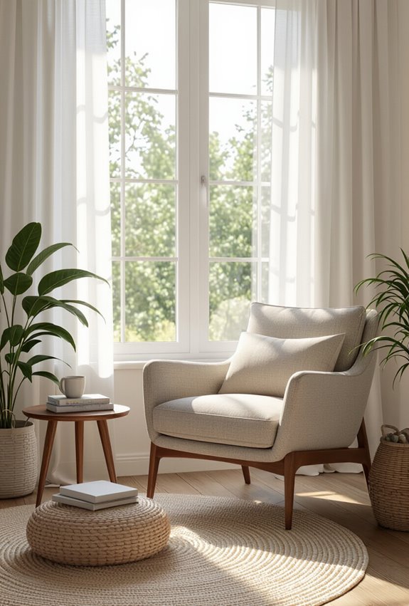 botanical cozy sunlit reading corner