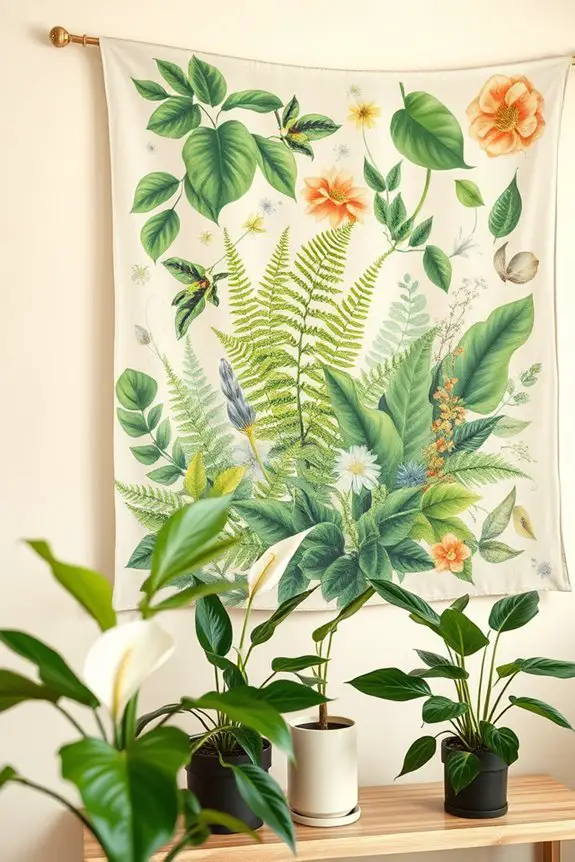 botanical tapestry wall decor