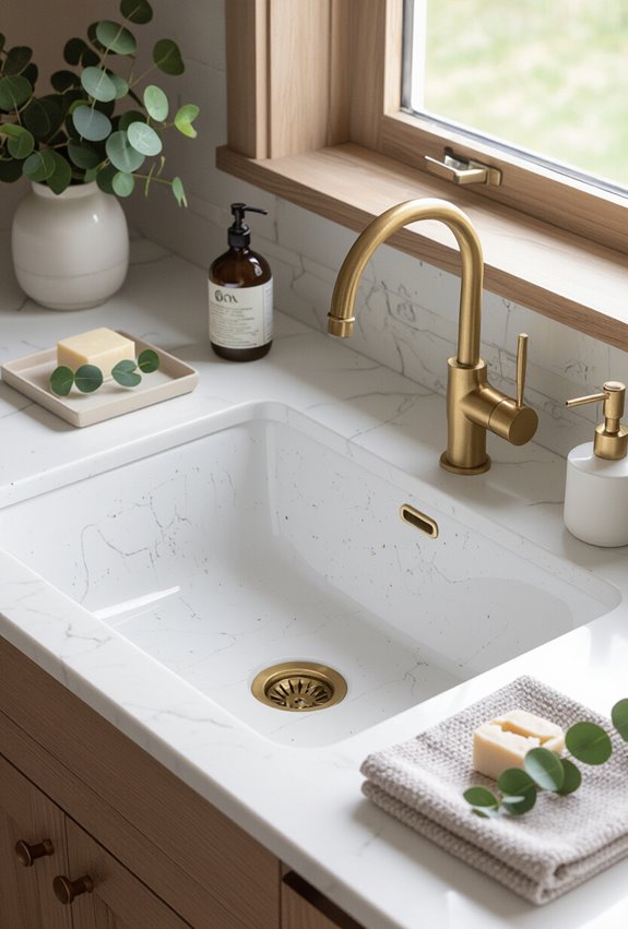 brass and gold sink fixtures