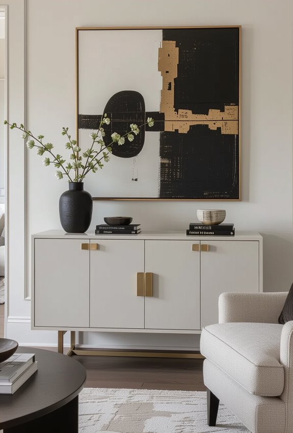 brass and matte black accents