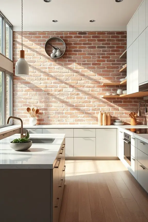 brick accents enhance kitchens