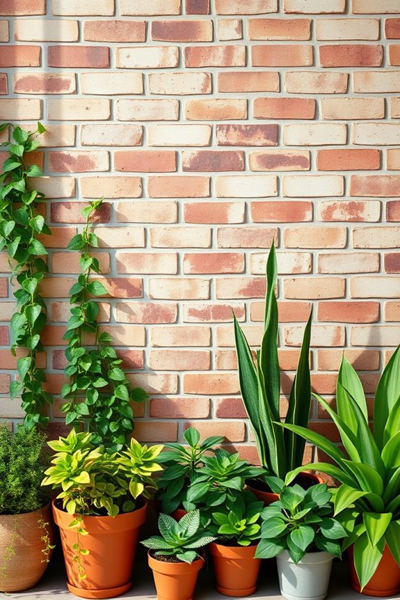 brick backdrop enhances greenery