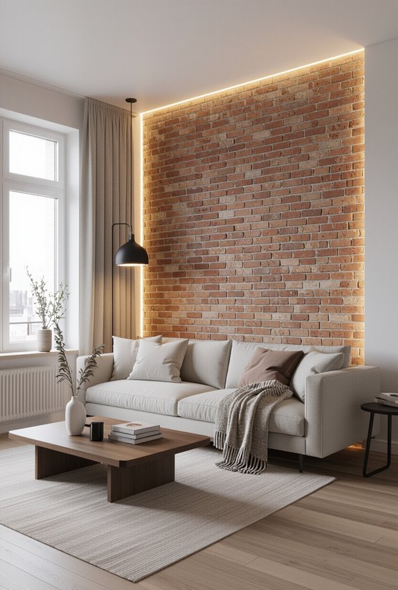brick lit textured sculptural wall