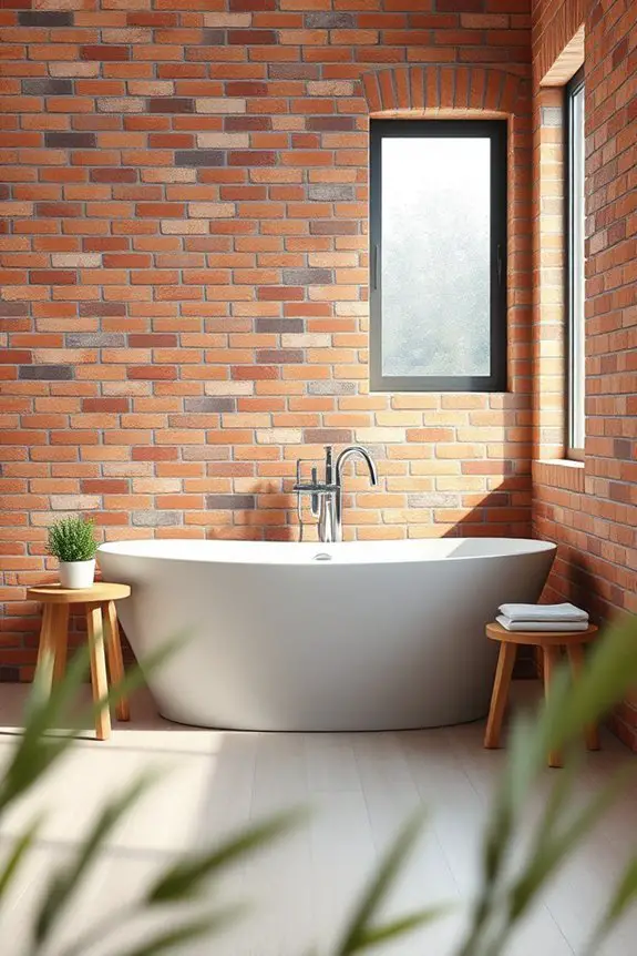 brick wall tub backdrop