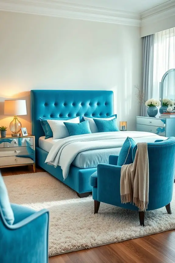 bright azure bedroom decor